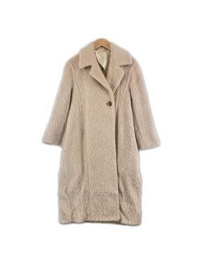 Celine Coat Alpaca Pink Beige Fur Shaggy 34